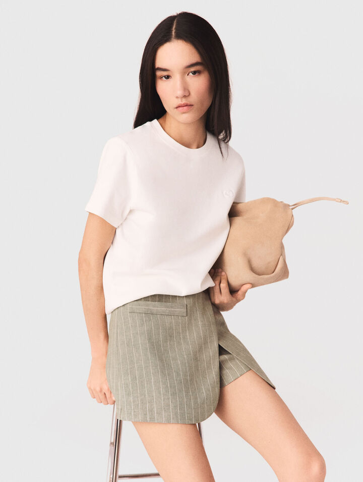 Layered linen blend shorts