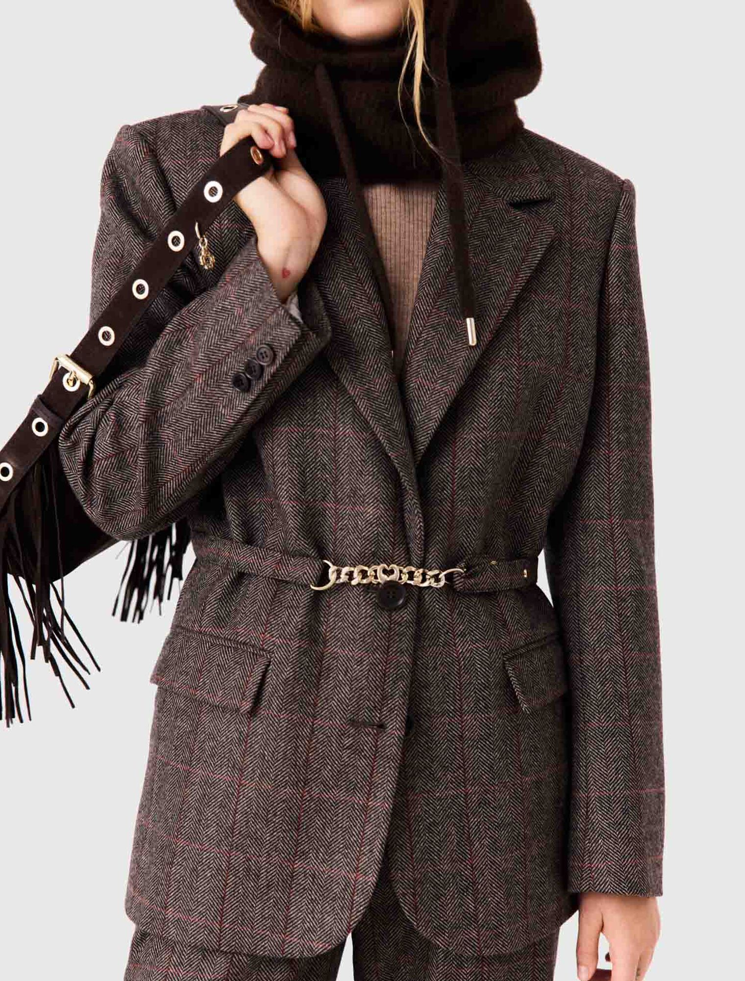 Belted suit jacket