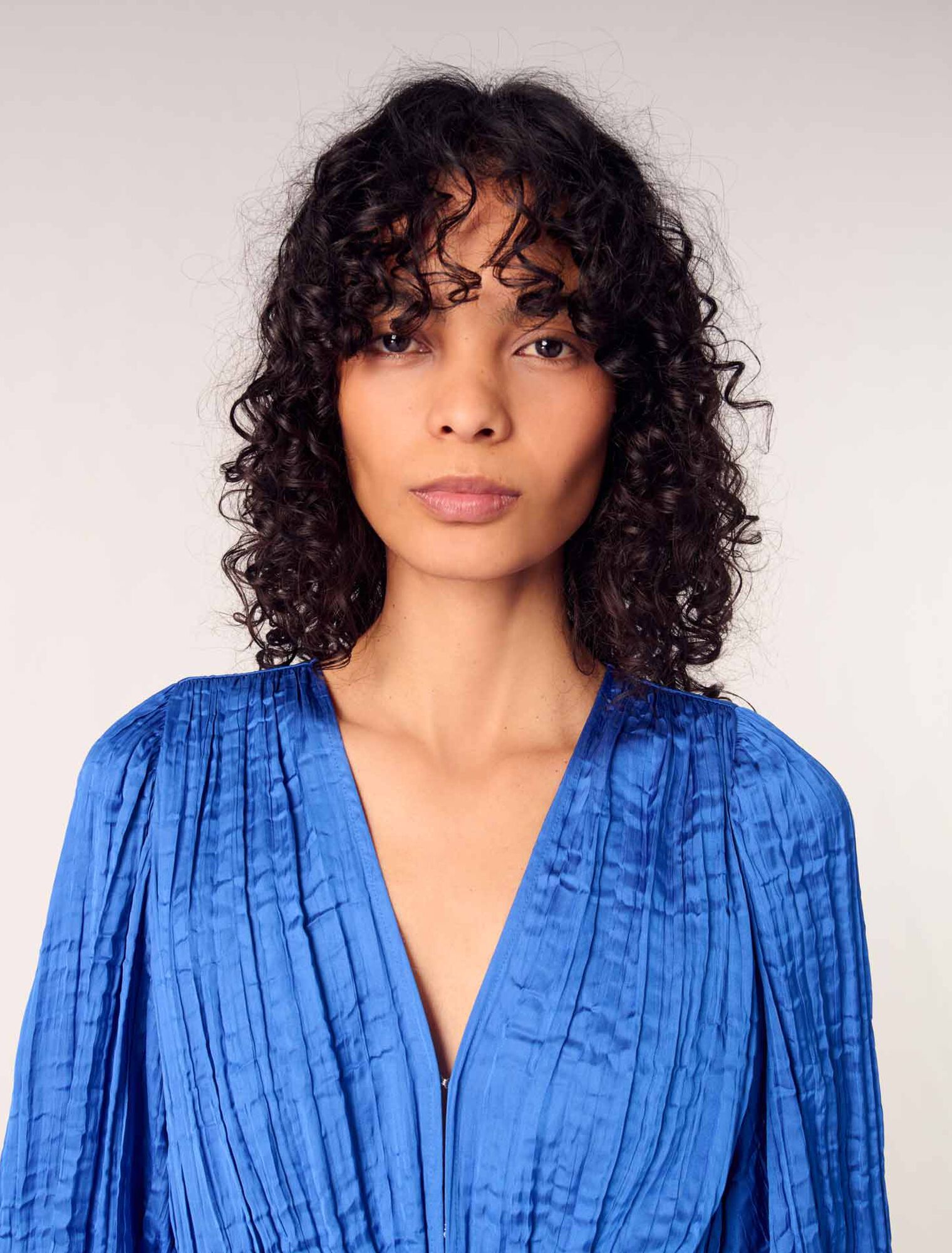 Pleated satin maxi dress