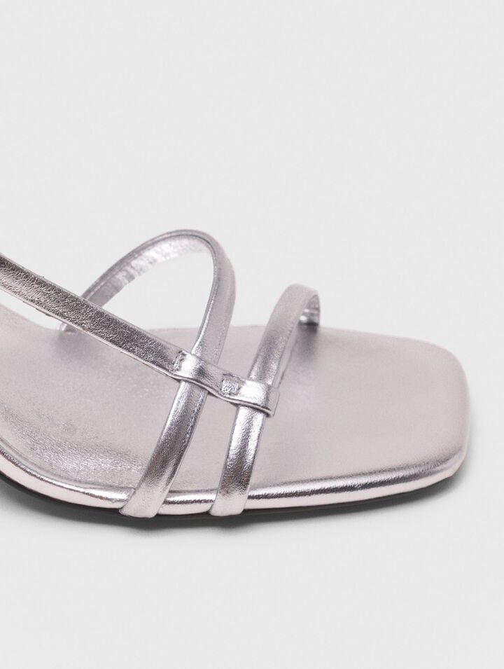Metallic strappy heeled sandals
