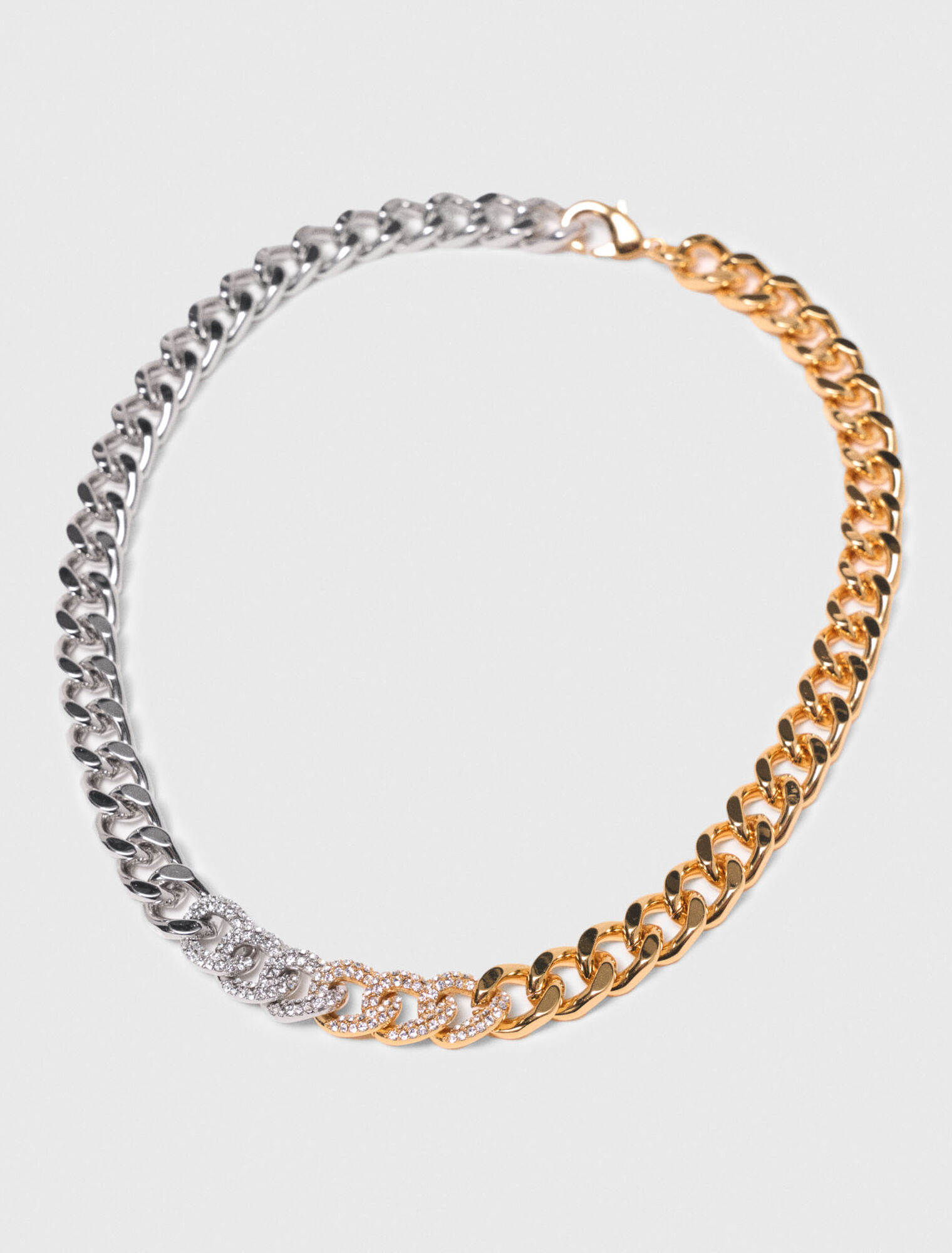 Two-tone rhinestone link necklace