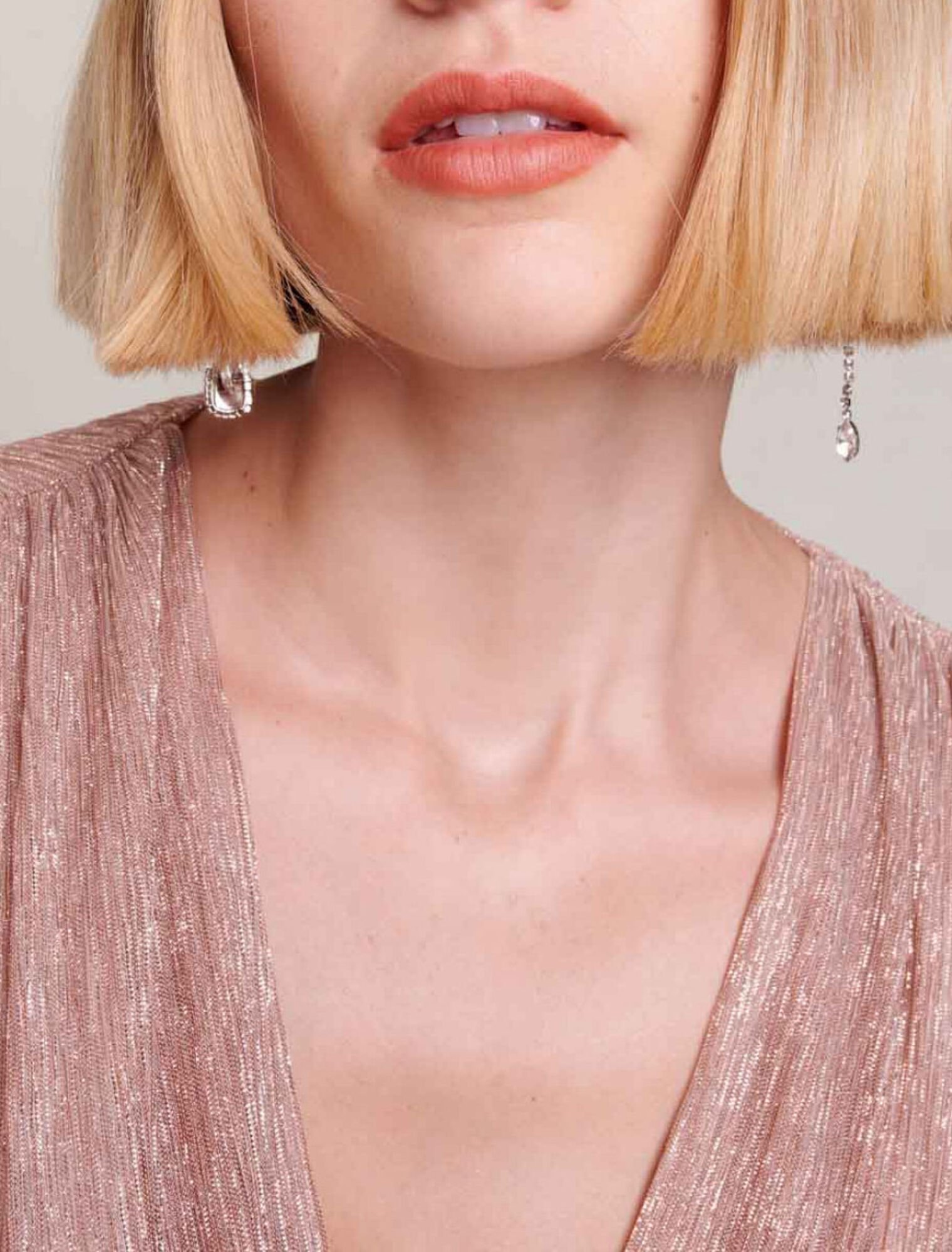 Long ruffled lamé dress