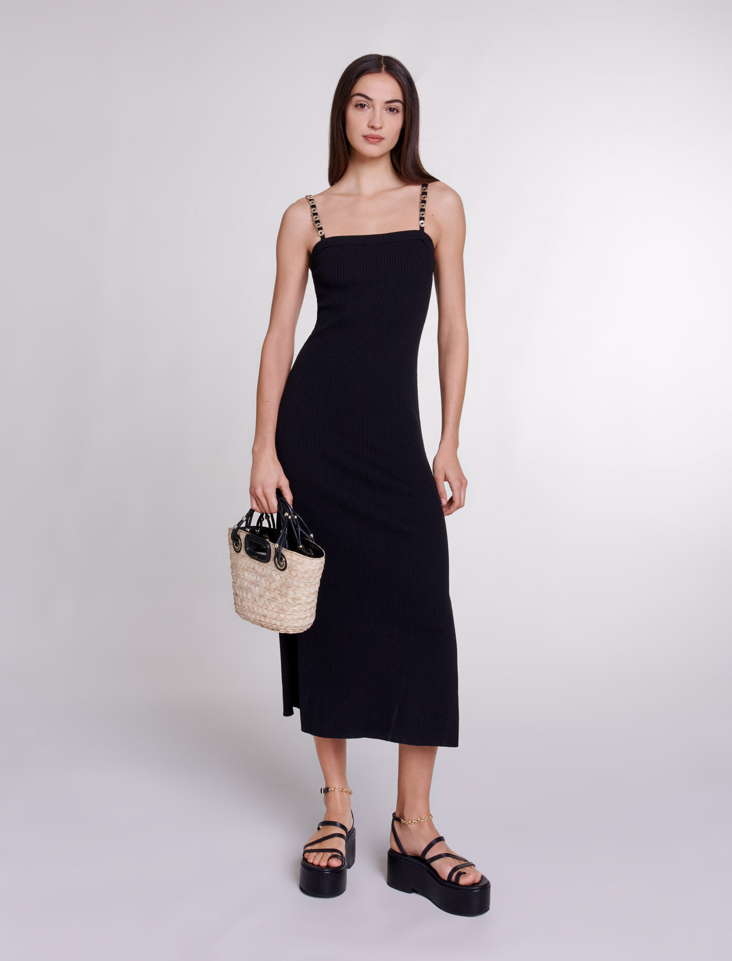 Maje black knit dress store