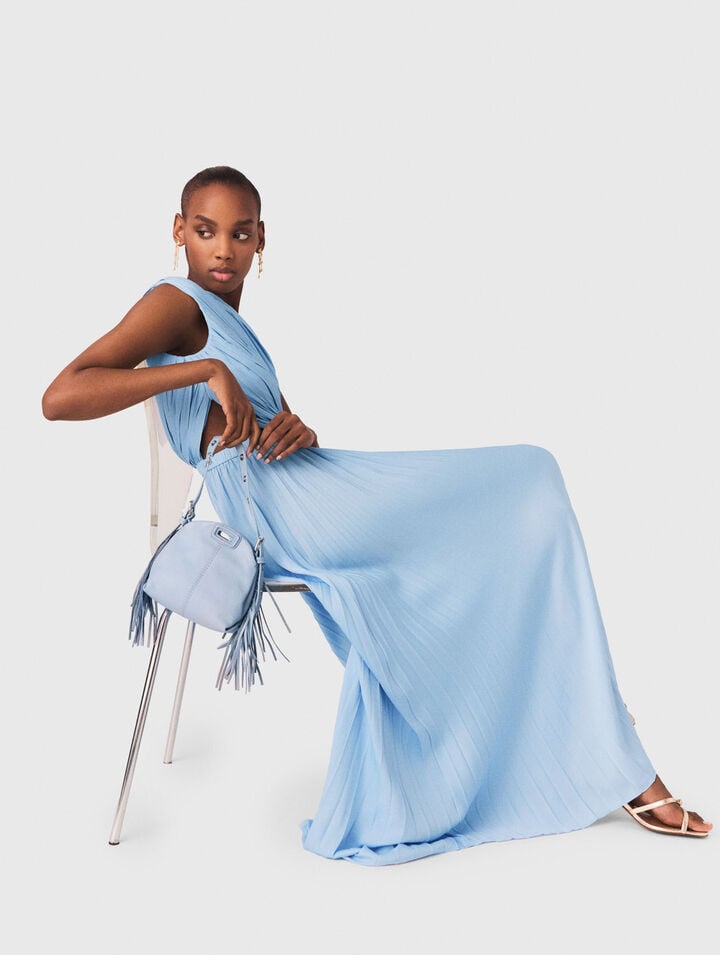 Asymmetrical pleated maxi dress