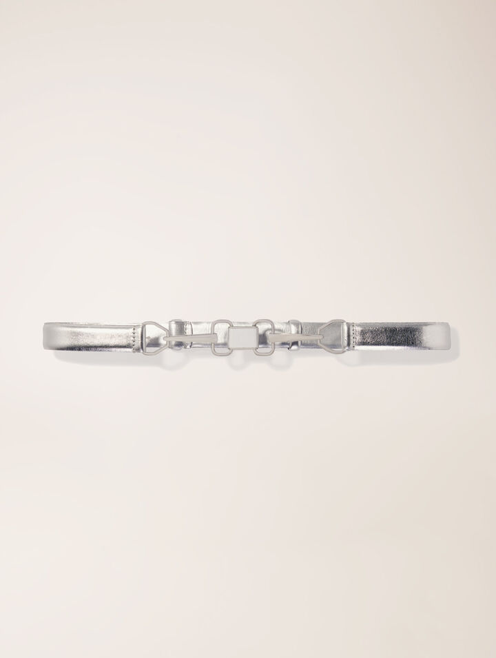 Metallic leather belt
