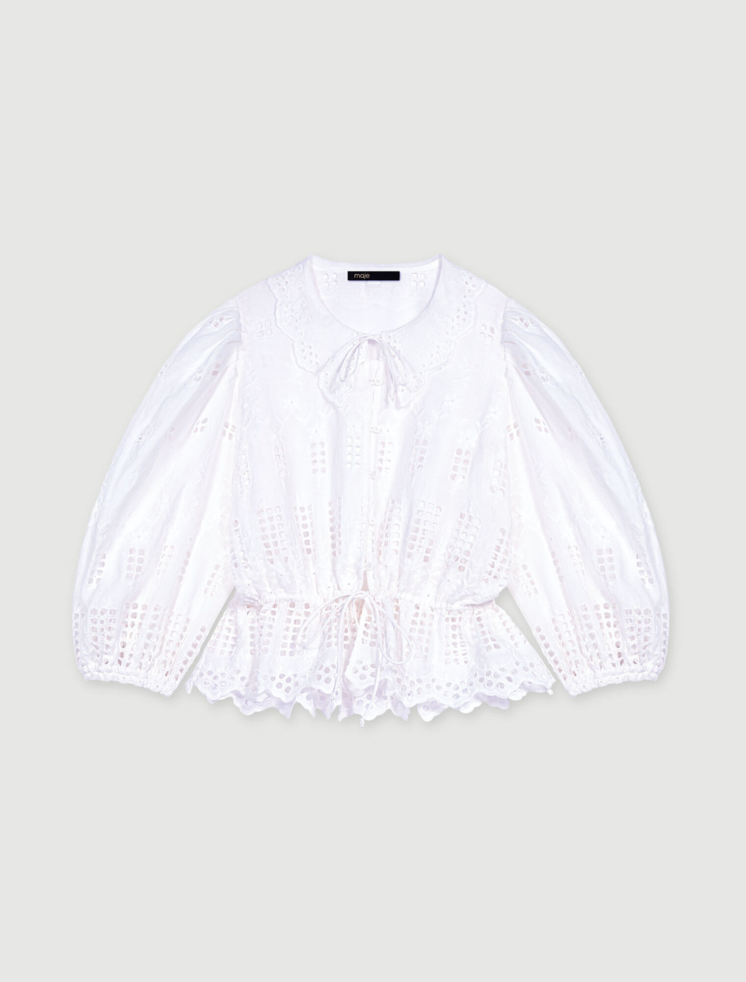 Embroidered ramie blouse