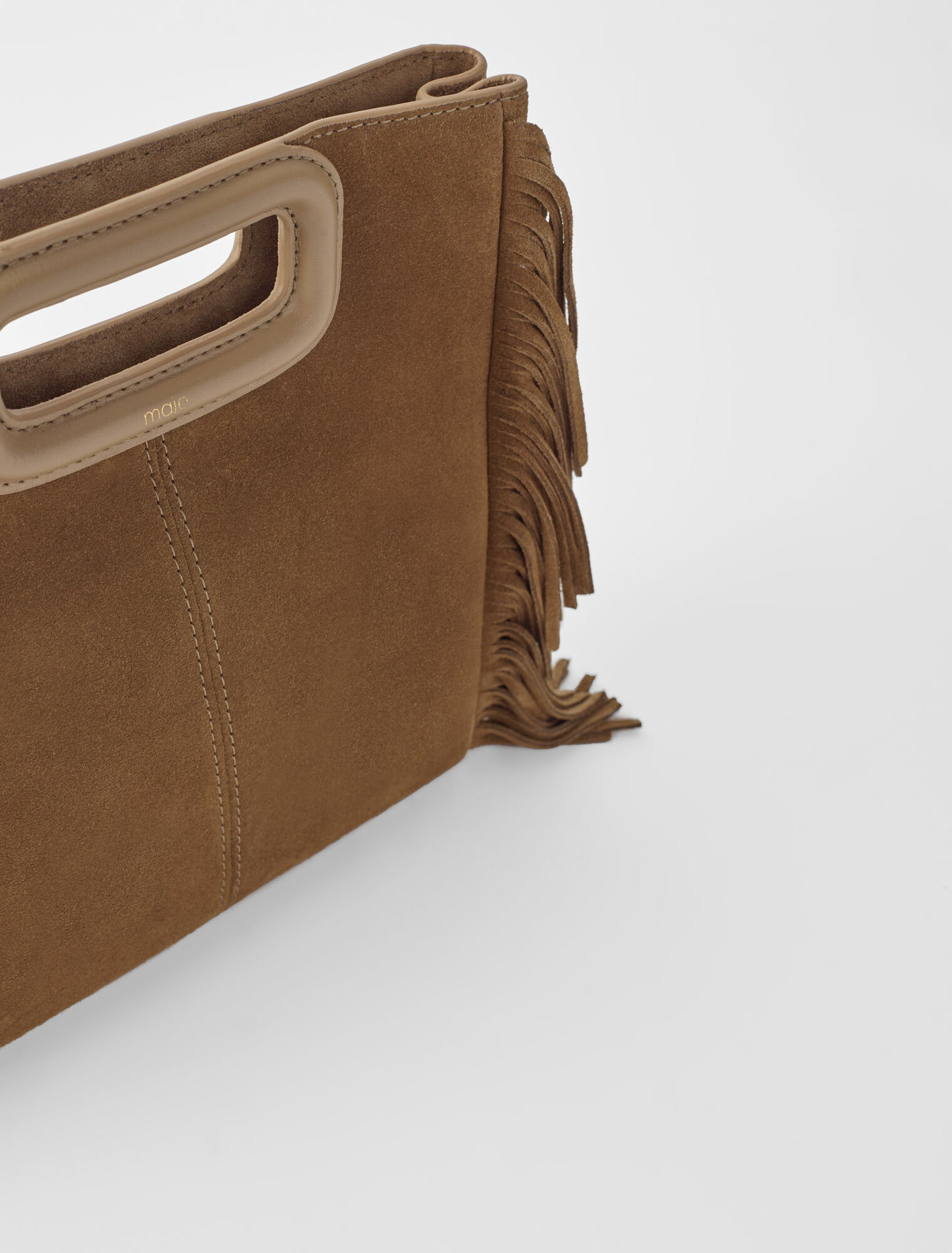 Fringed M bag in suede