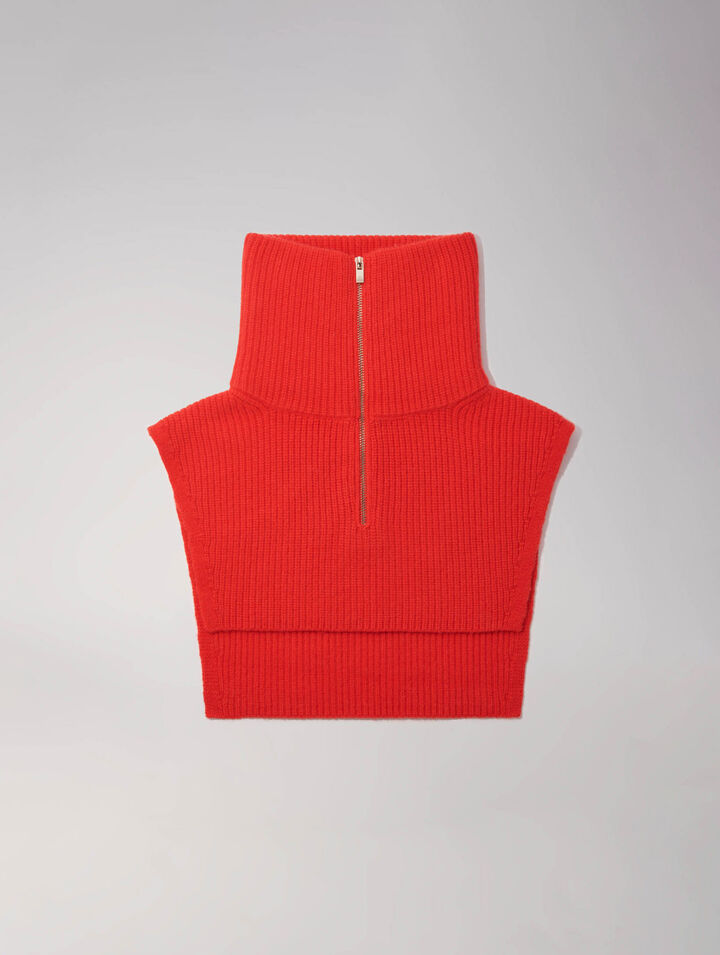 Cashmere/wool zip-up neck warmer