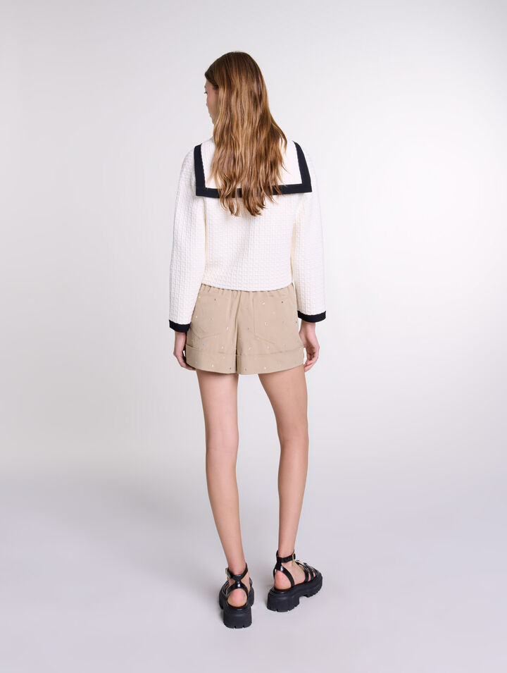 Contrast collar cardigan