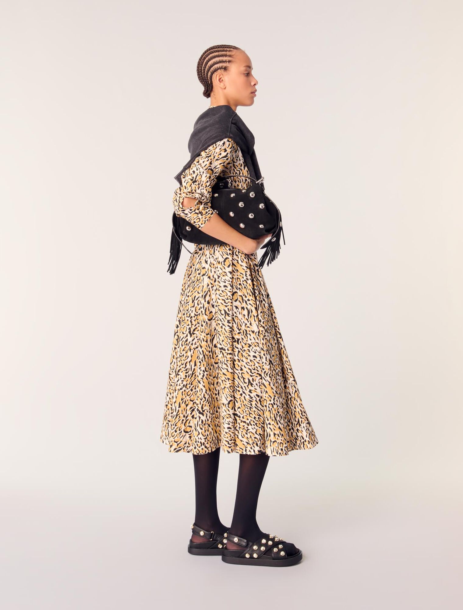 Leopard print midi dress
