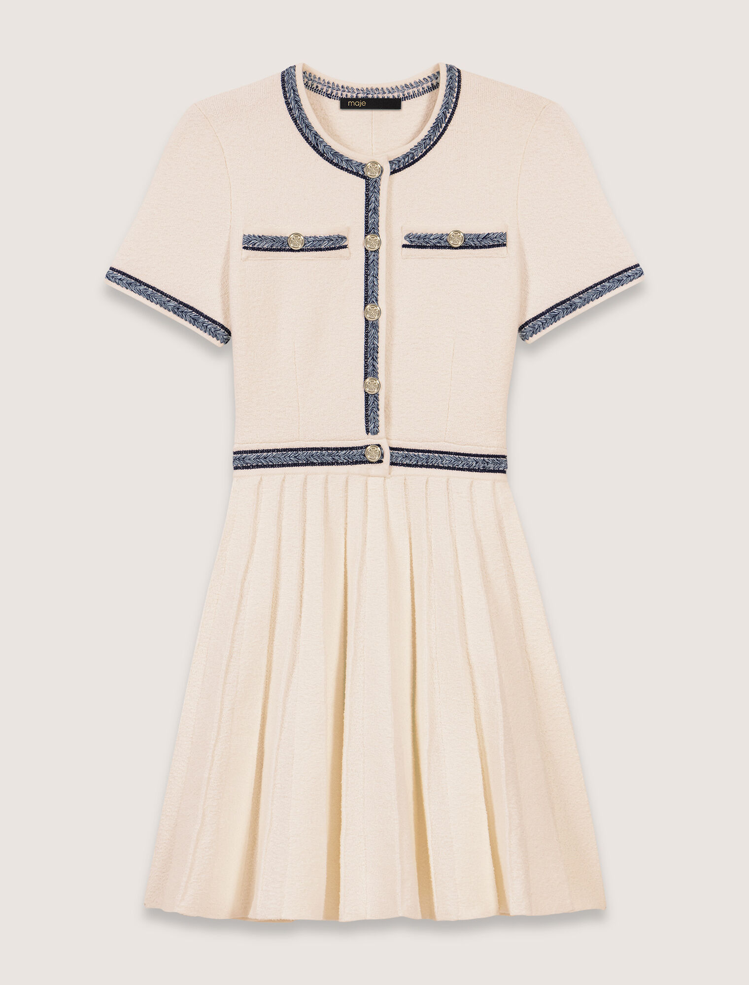 Pleated knit short dress