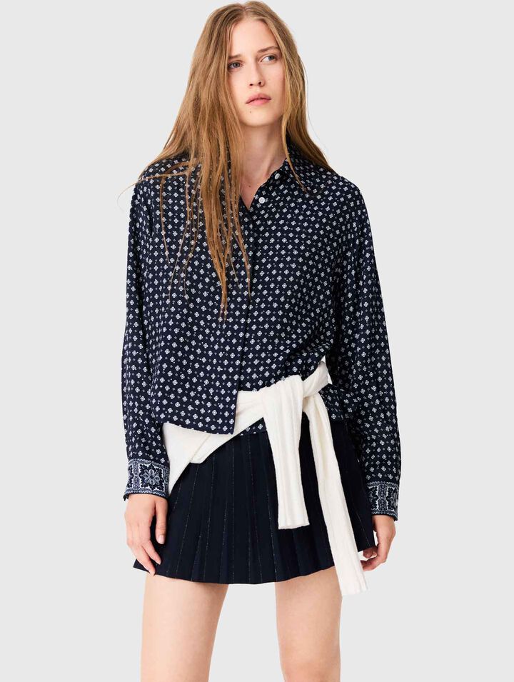 Printed shirt with rhinestones