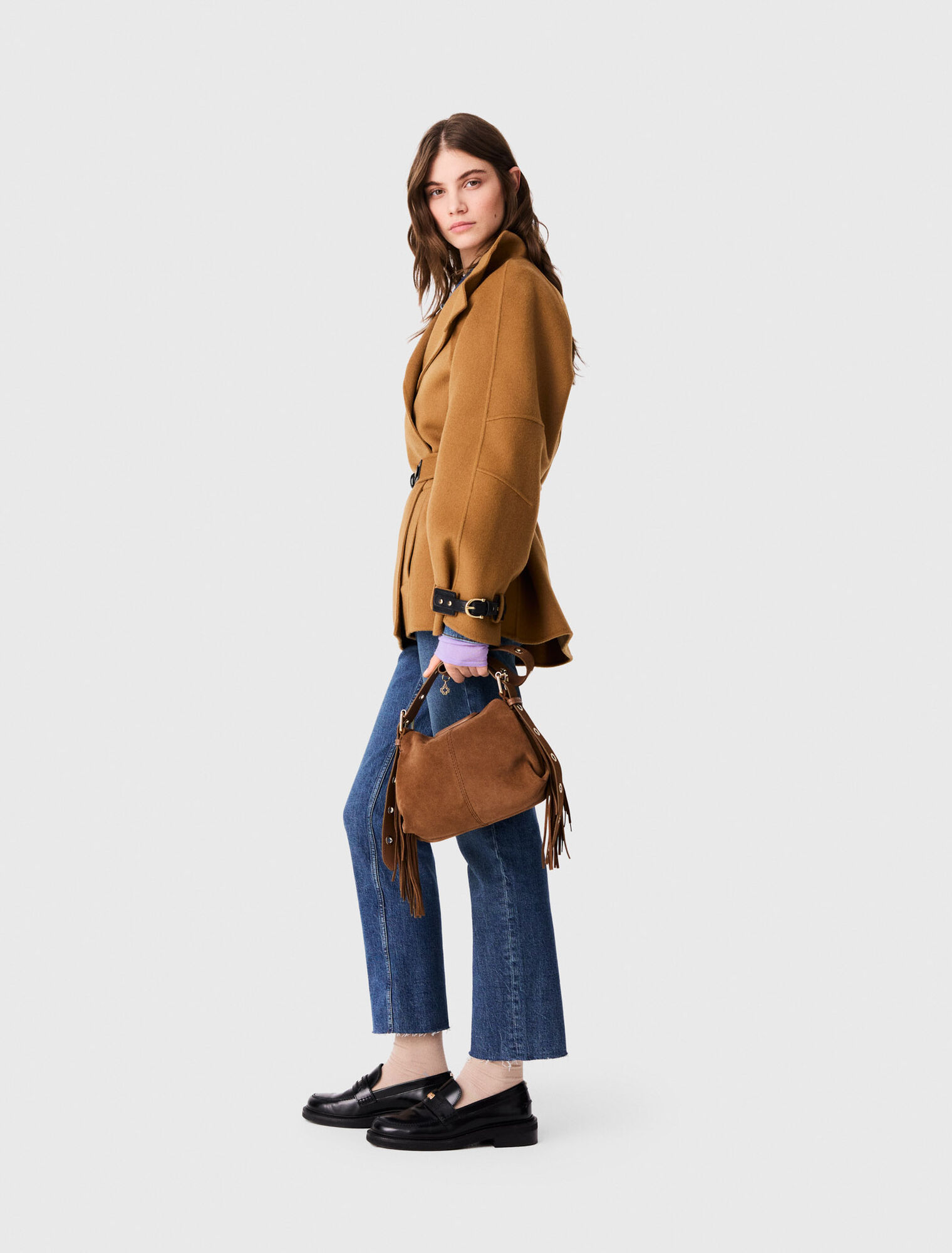 Belted mid-length wool coat