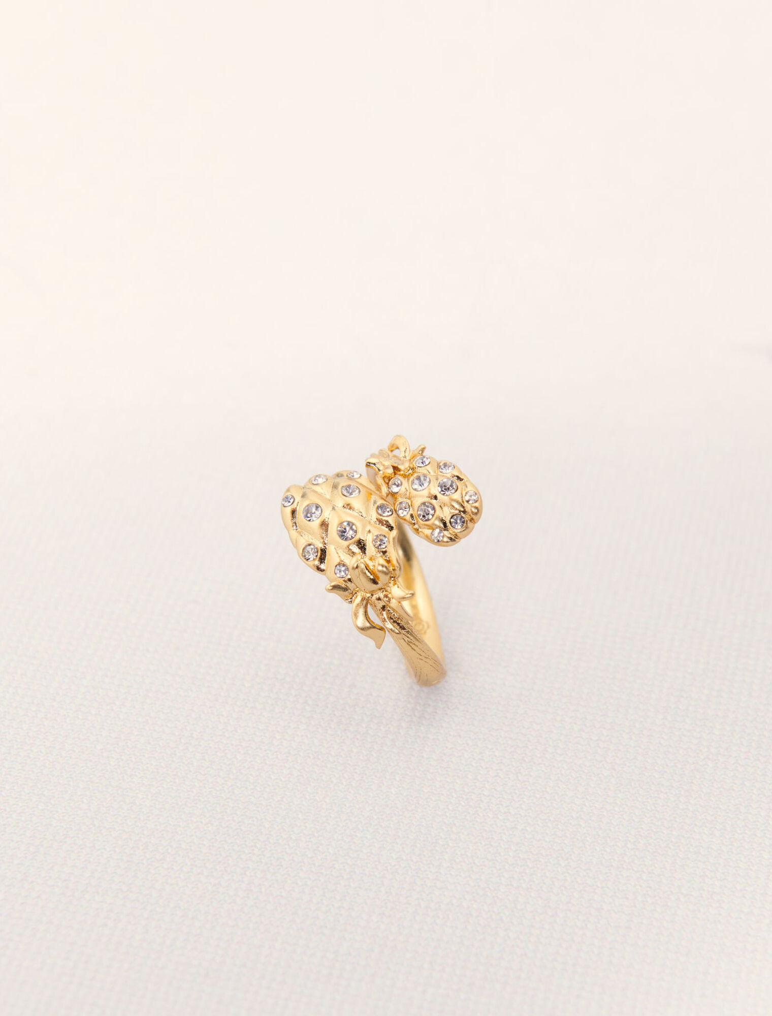 Double pineapple rhinestone ring