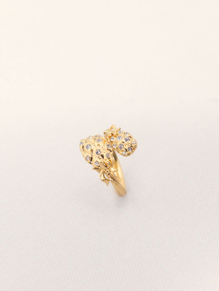 Double pineapple rhinestone ring