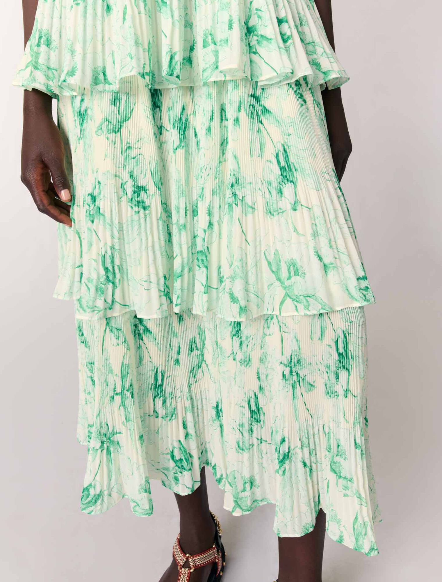 Patterned ruffled maxi dress