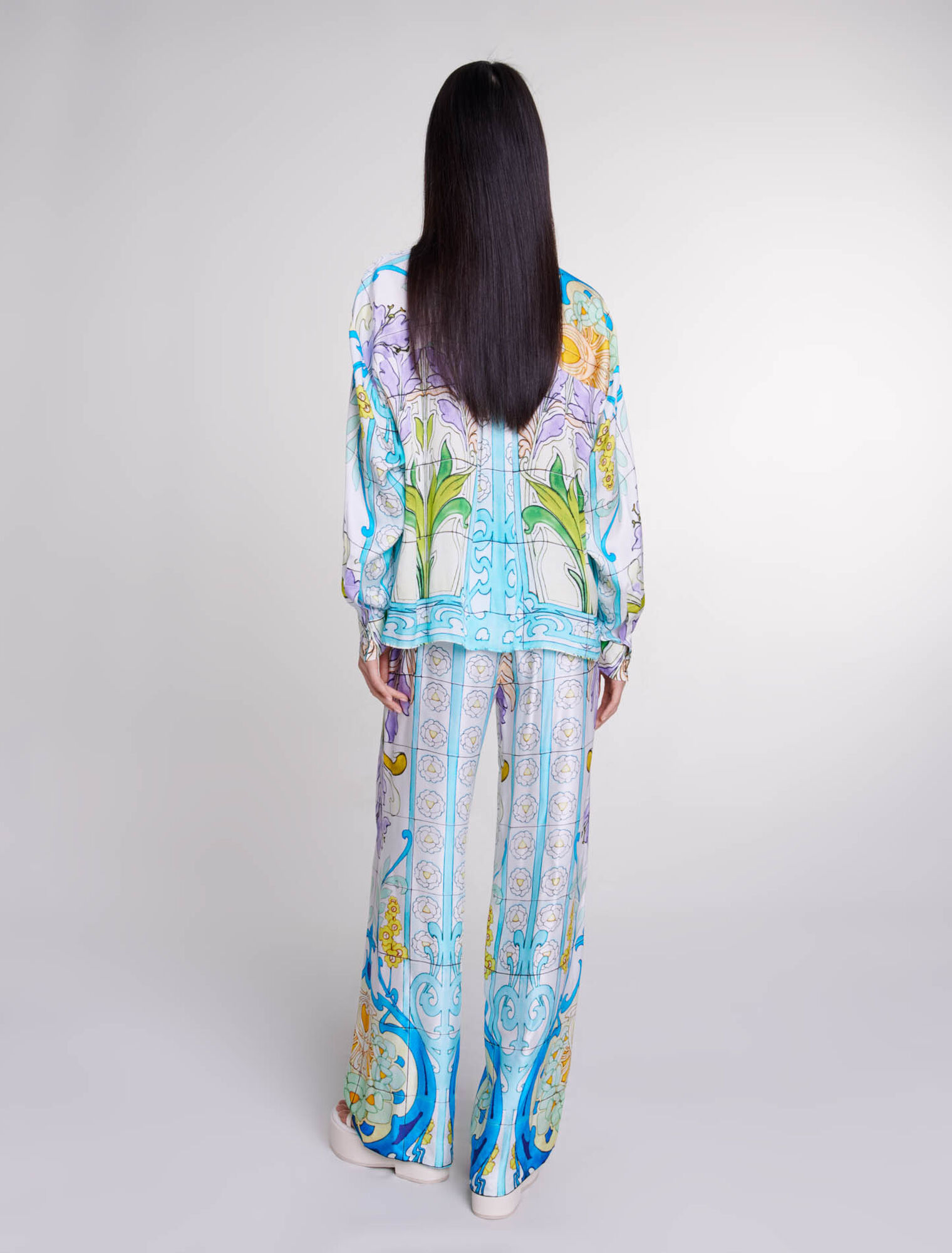Satin-effect patterned shirt