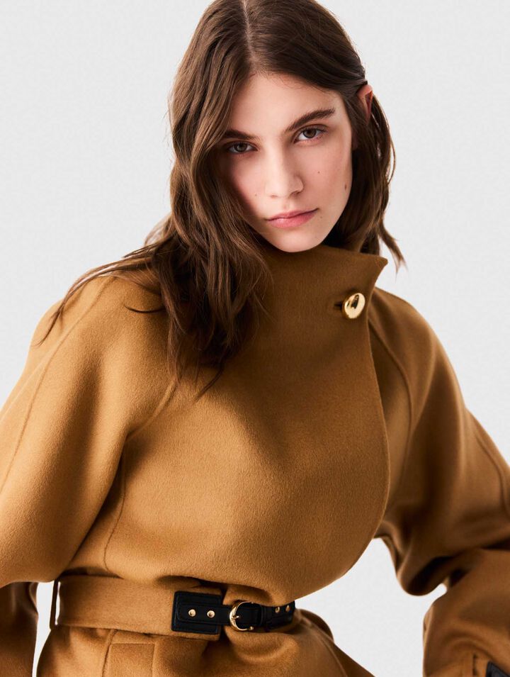 Belted mid-length wool coat