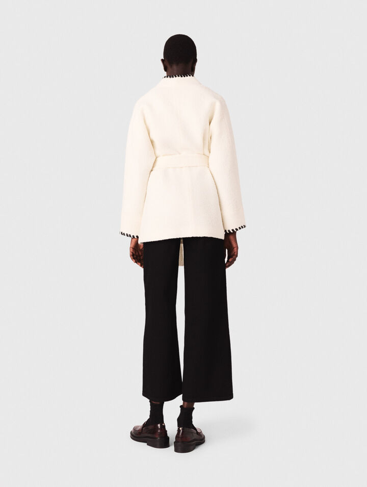 Lined coat with contrasting ribbon