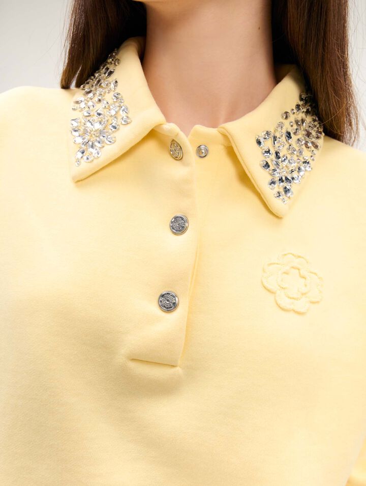 Jewellery collar cropped sweater
