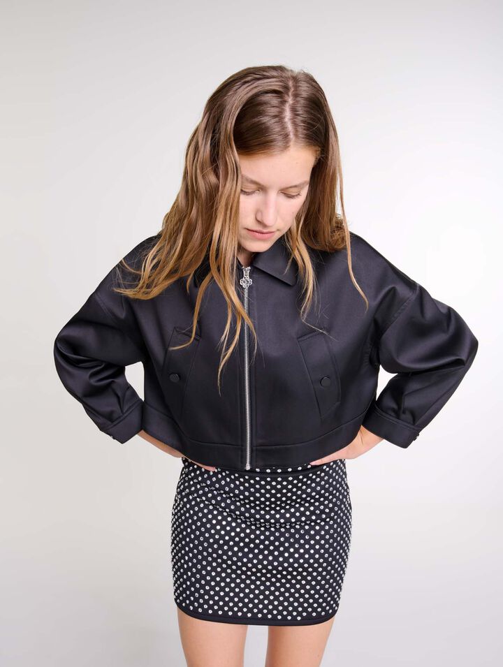 Short skirt with rhinestones