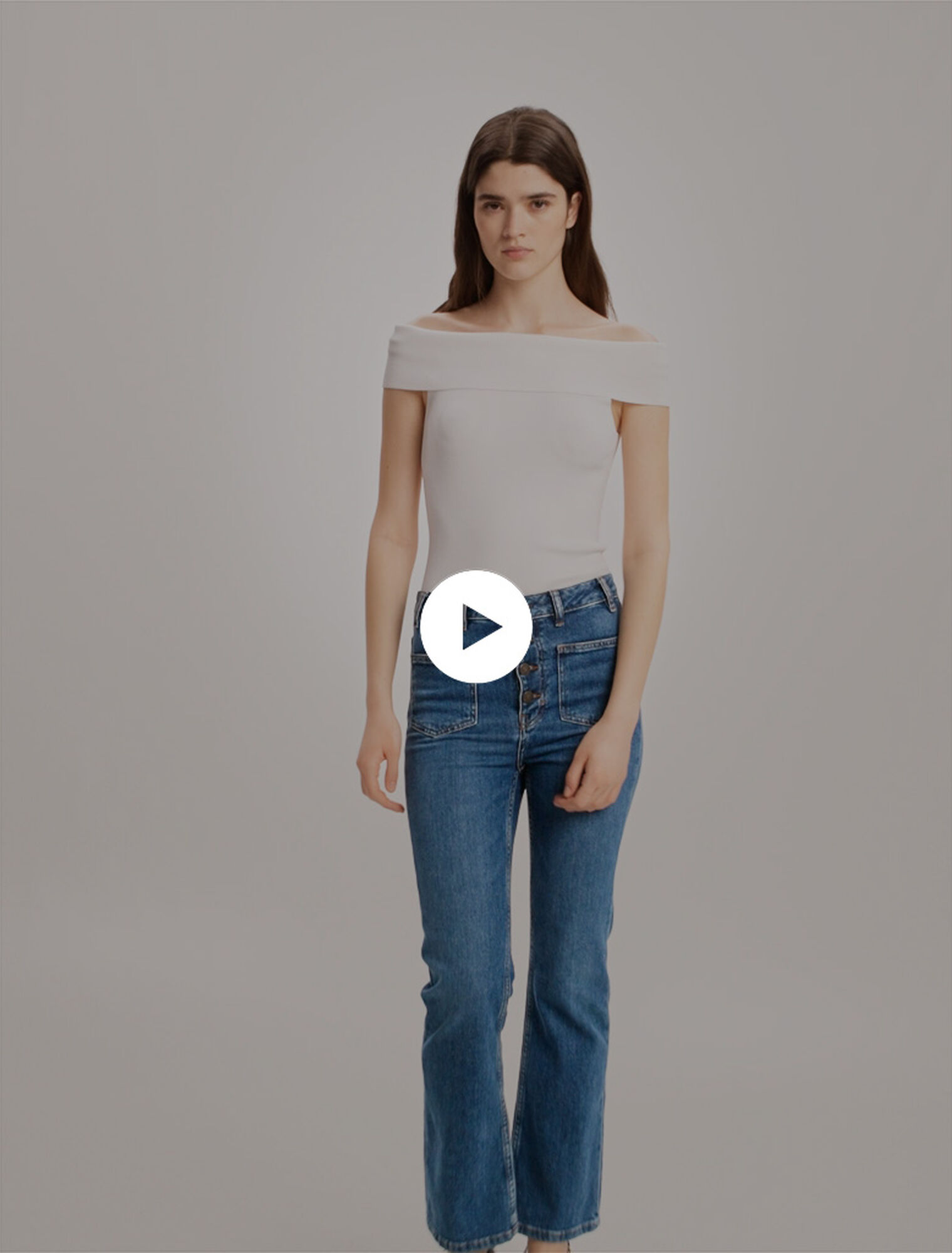 Rib knit bardot-neck top