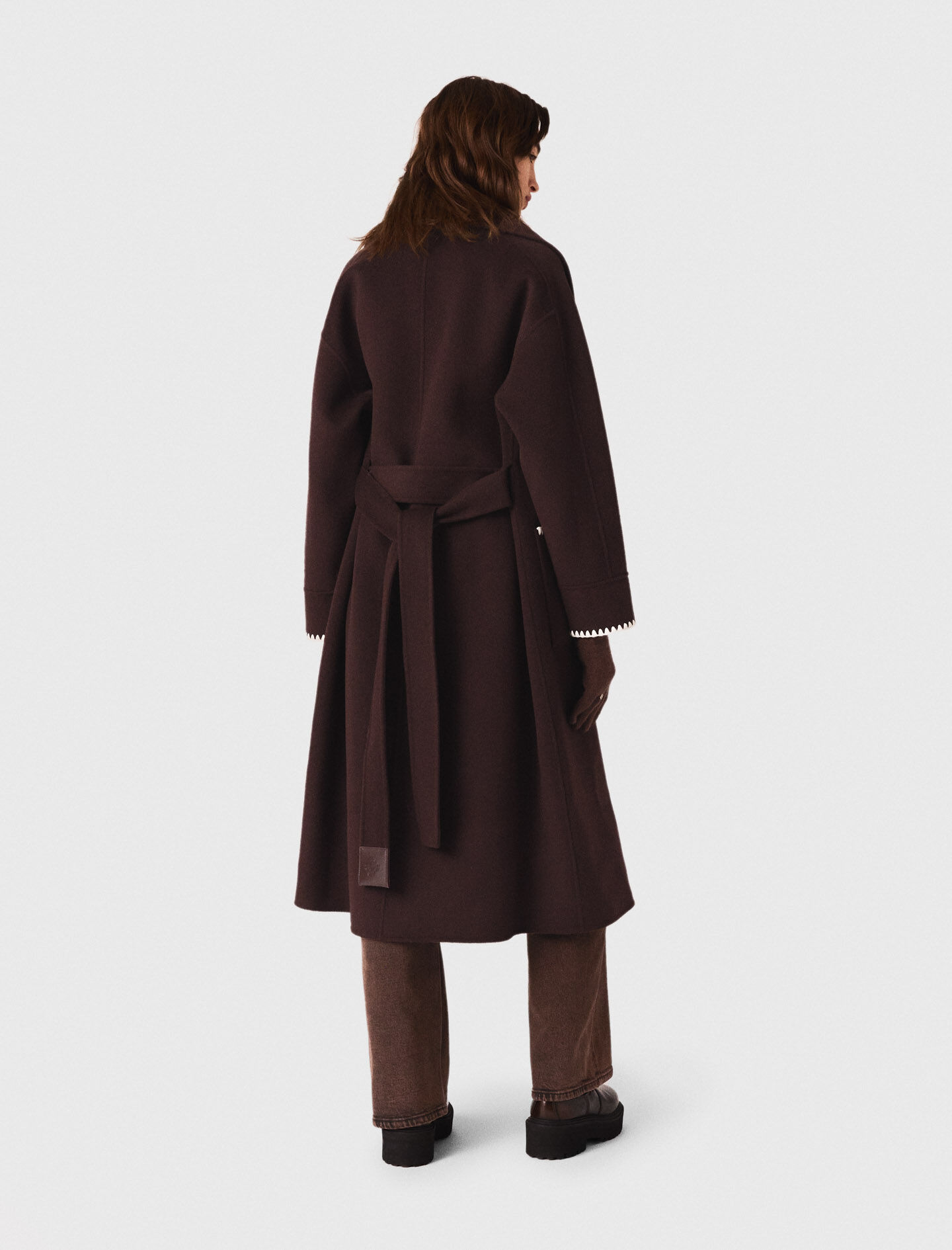 Embroidered double-faced coat Brown for Women | Maje