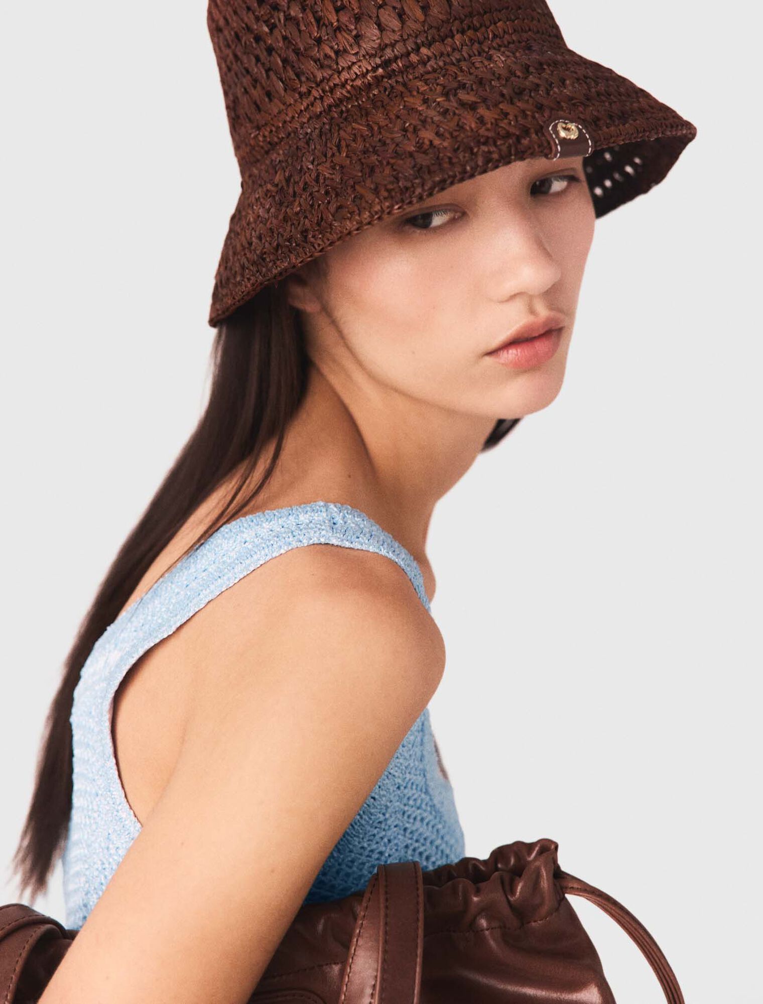 Crochet raffia bucket hat
