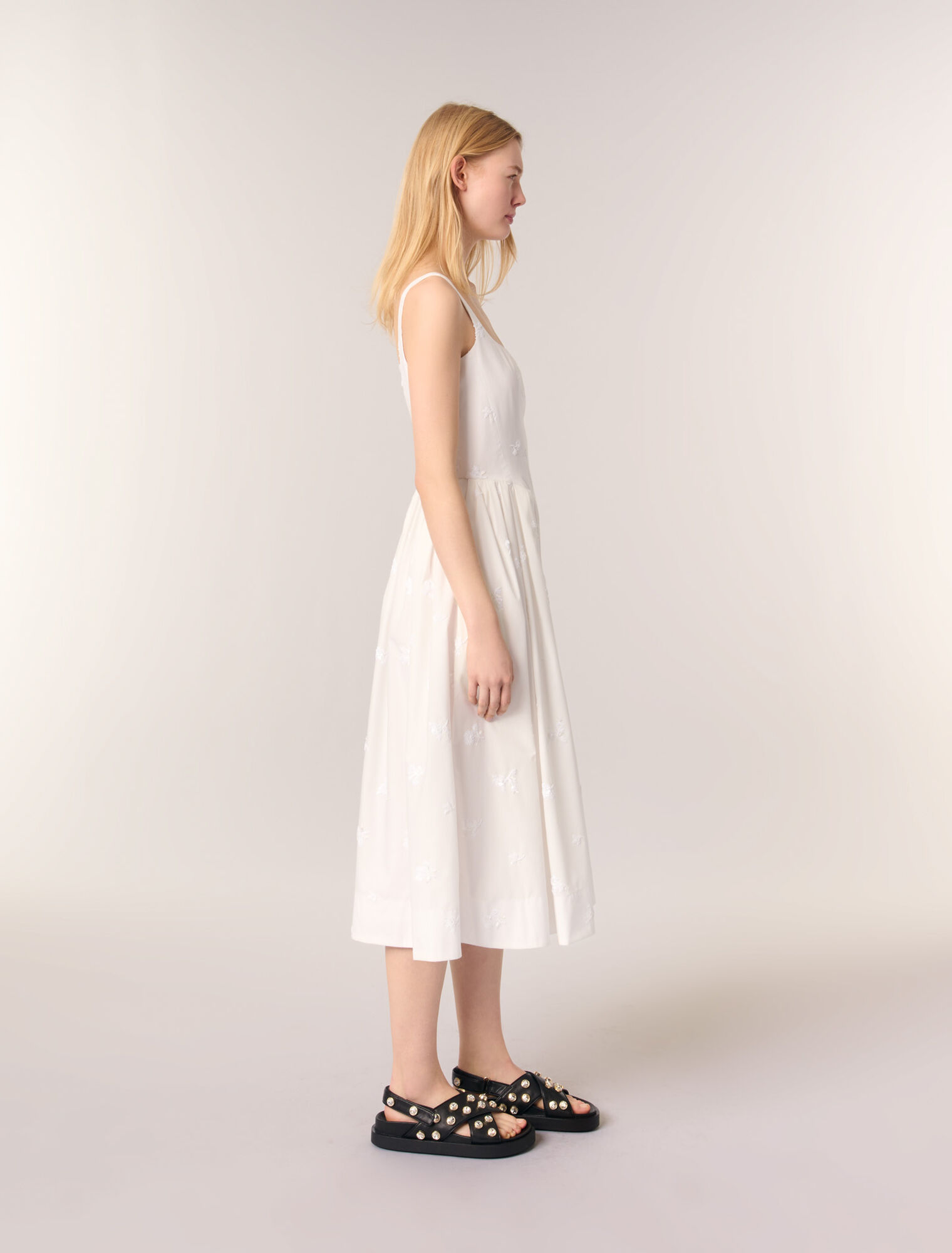 Embroidered cotton midi dress