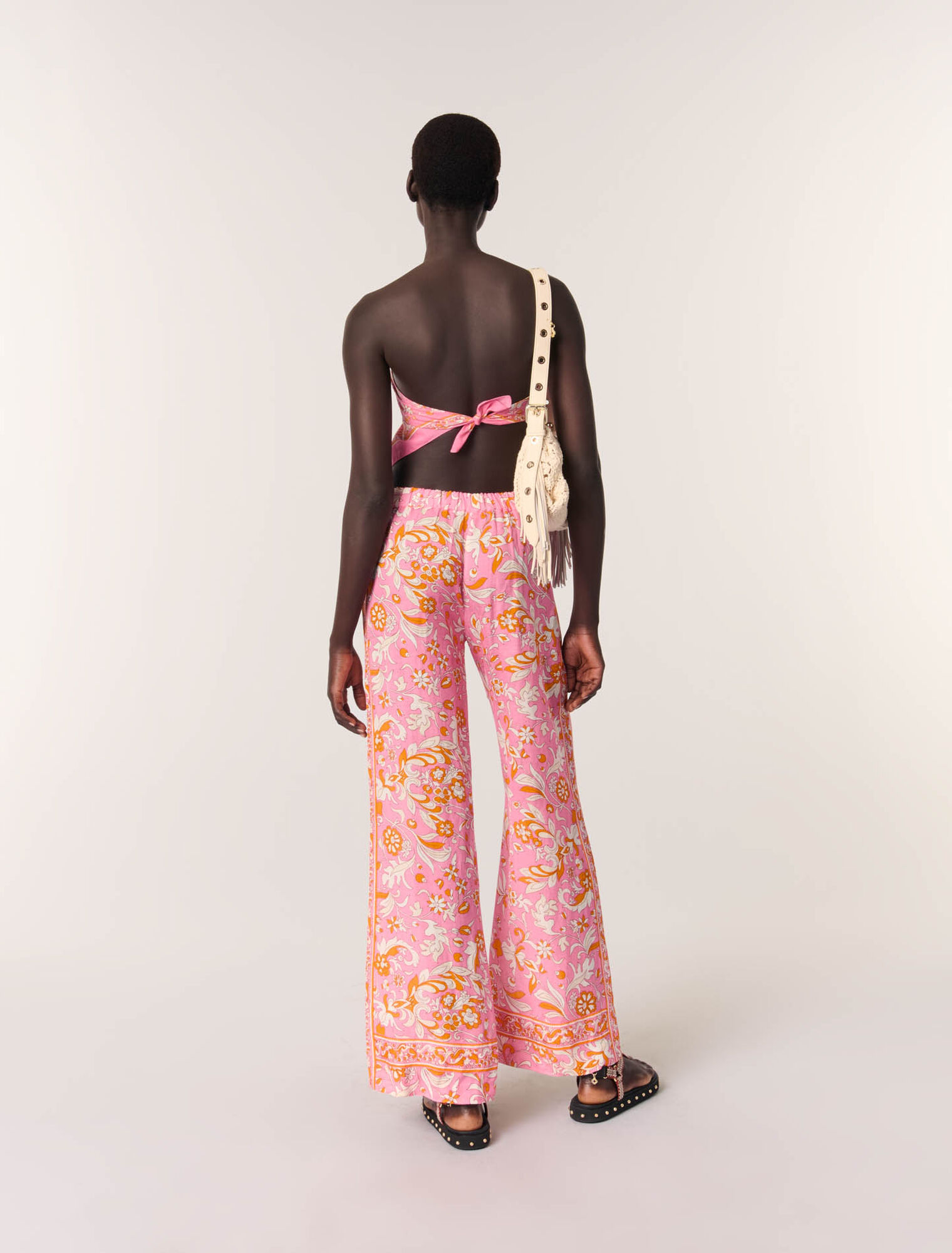 Patterned linen trousers
