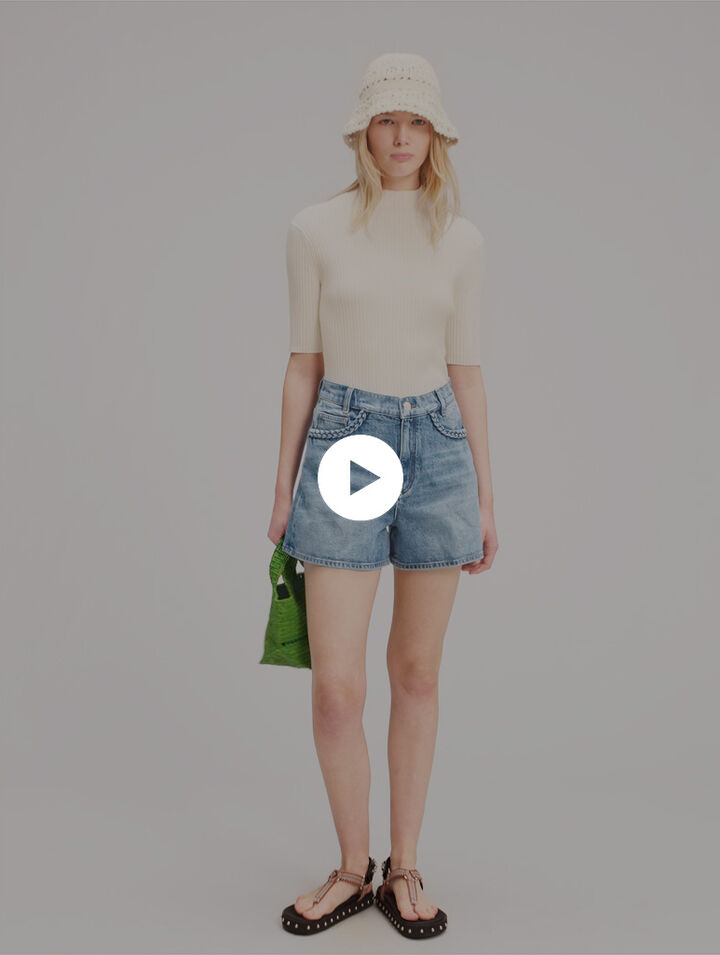 Cotton and silk ribbed top