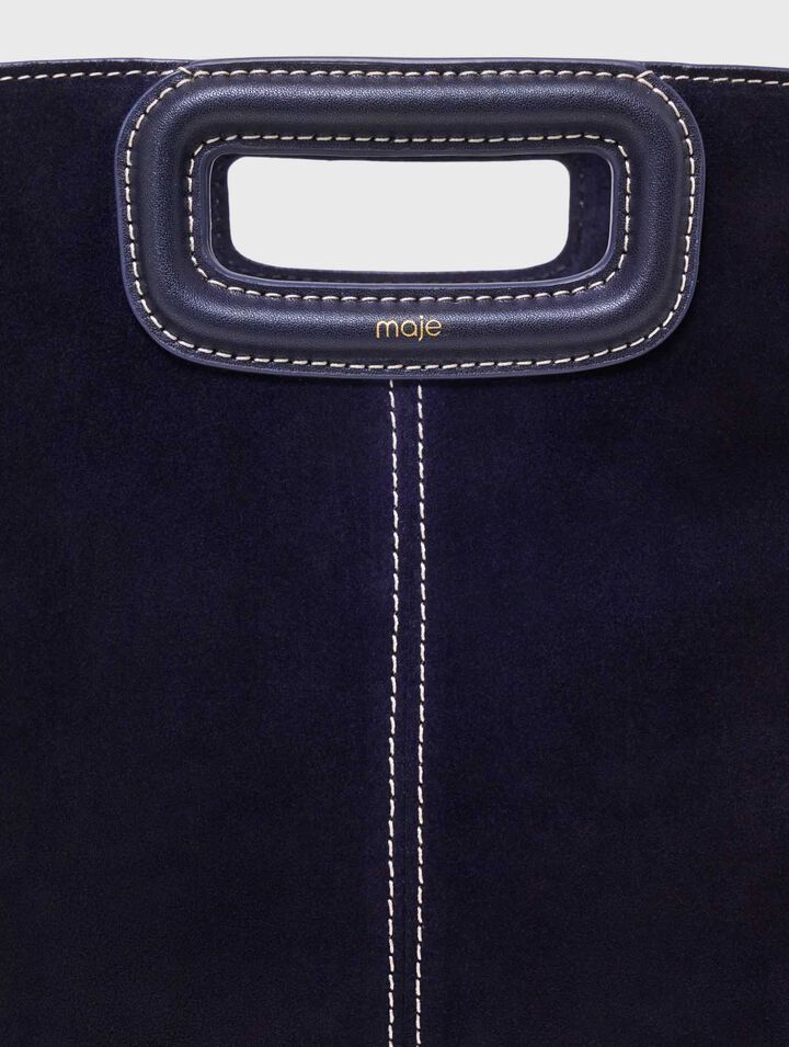 Topstitched suede M bag