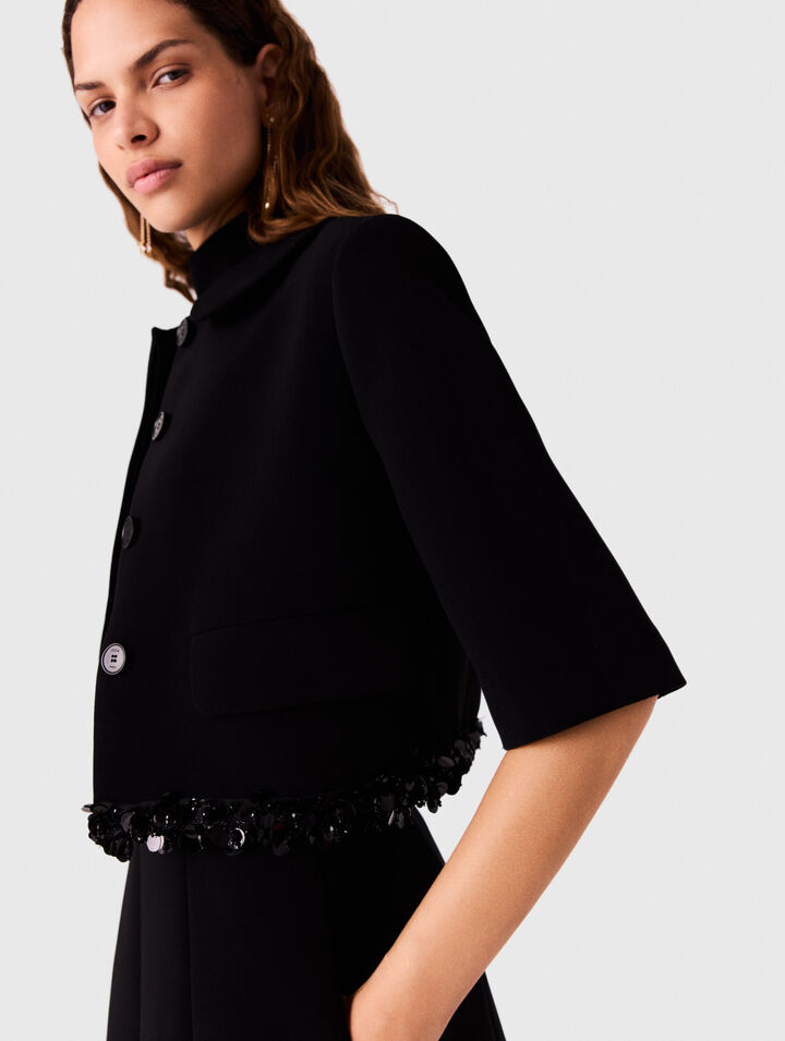 Short crepe jacket with pearls