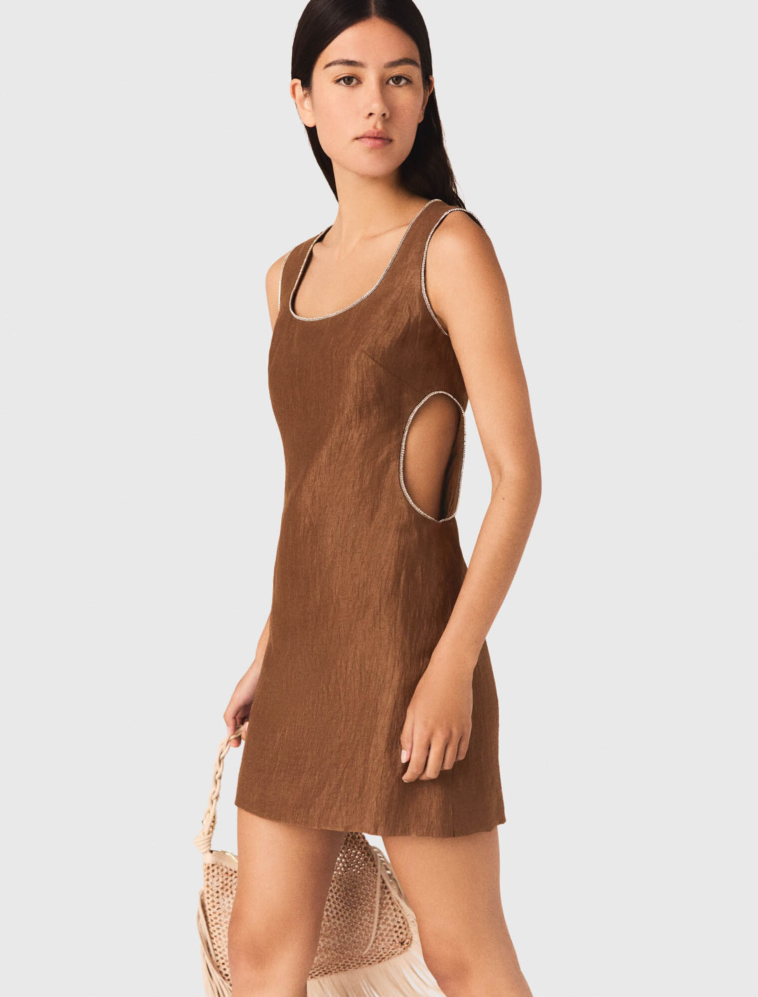 Short linen-blend dress