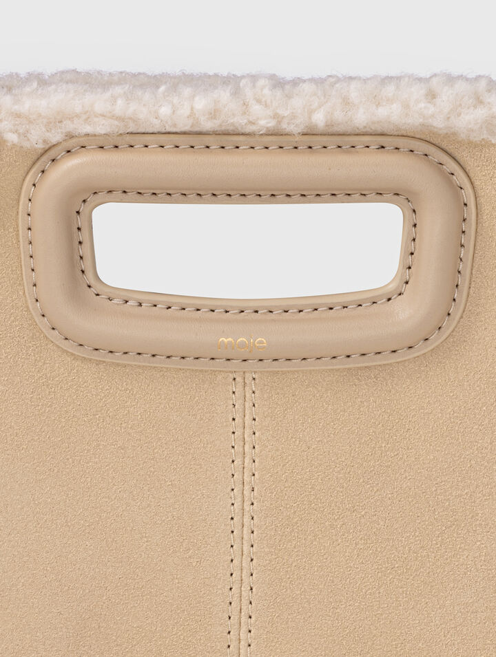 Suede and fur-effect M bag