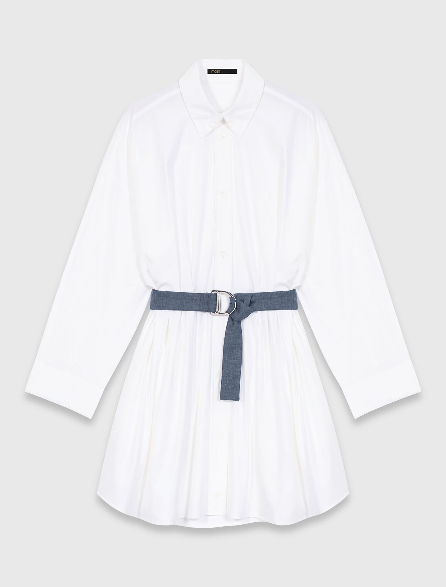 Shirt dress with contrast belt