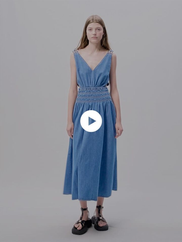 Cutaway denim maxi dress