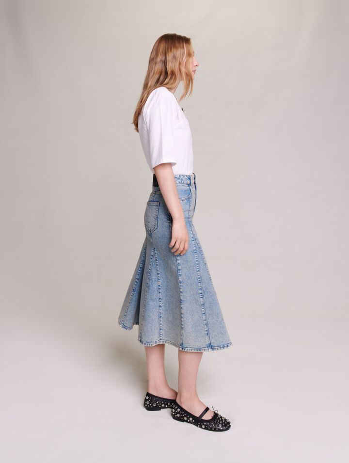 Denim midi skirt