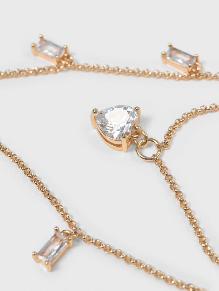 Double rhinestone charm necklace