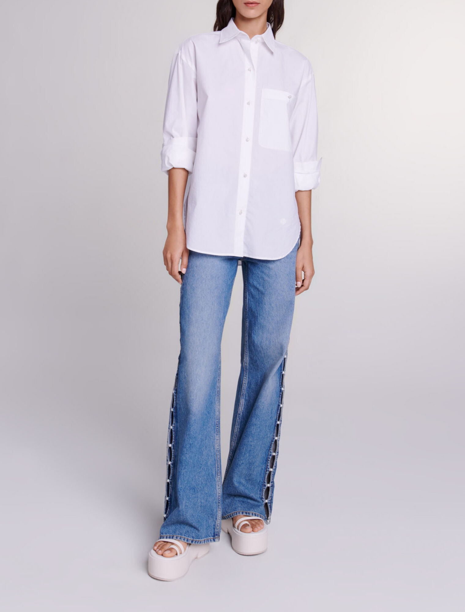 White cotton poplin shirt