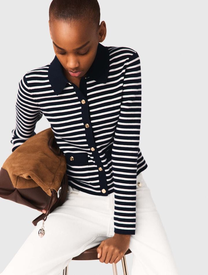 Striped polo cardigan