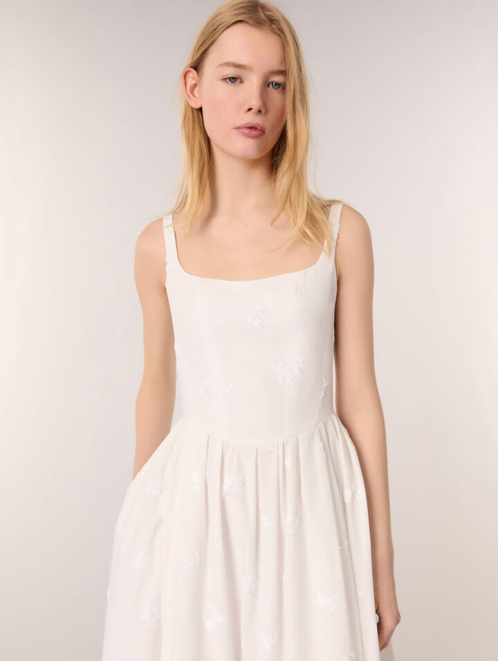Embroidered cotton midi dress