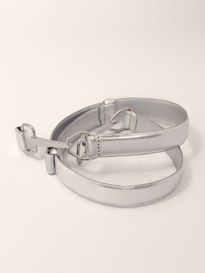 Metallic leather belt