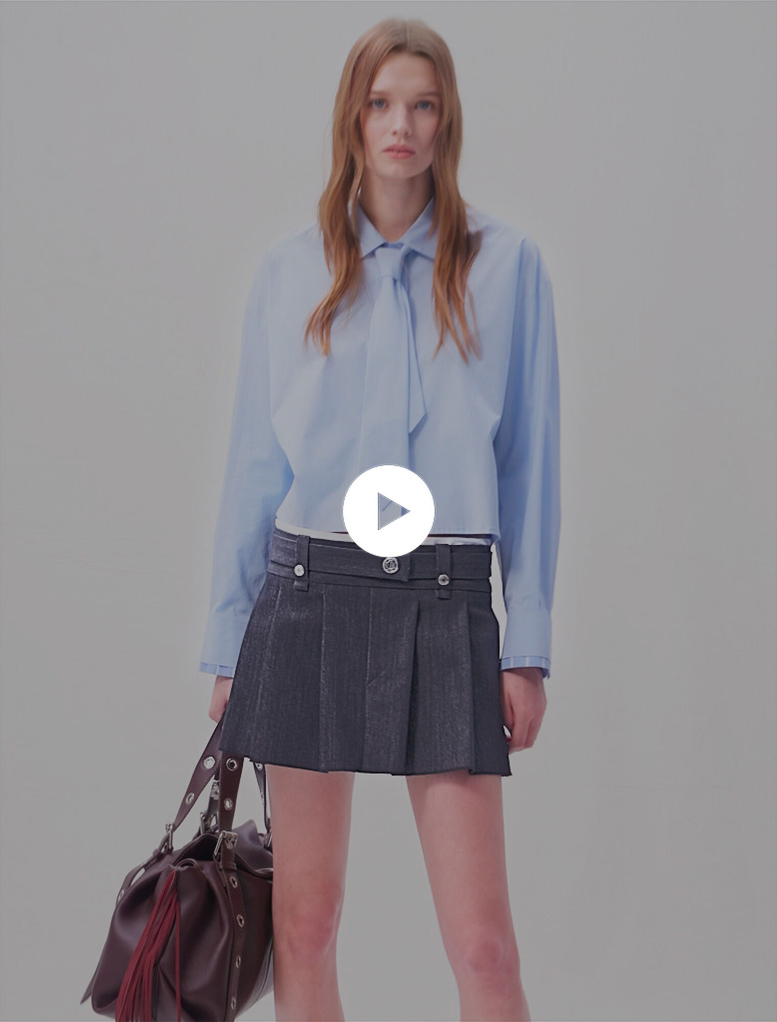 Black denim-effect mini skirt