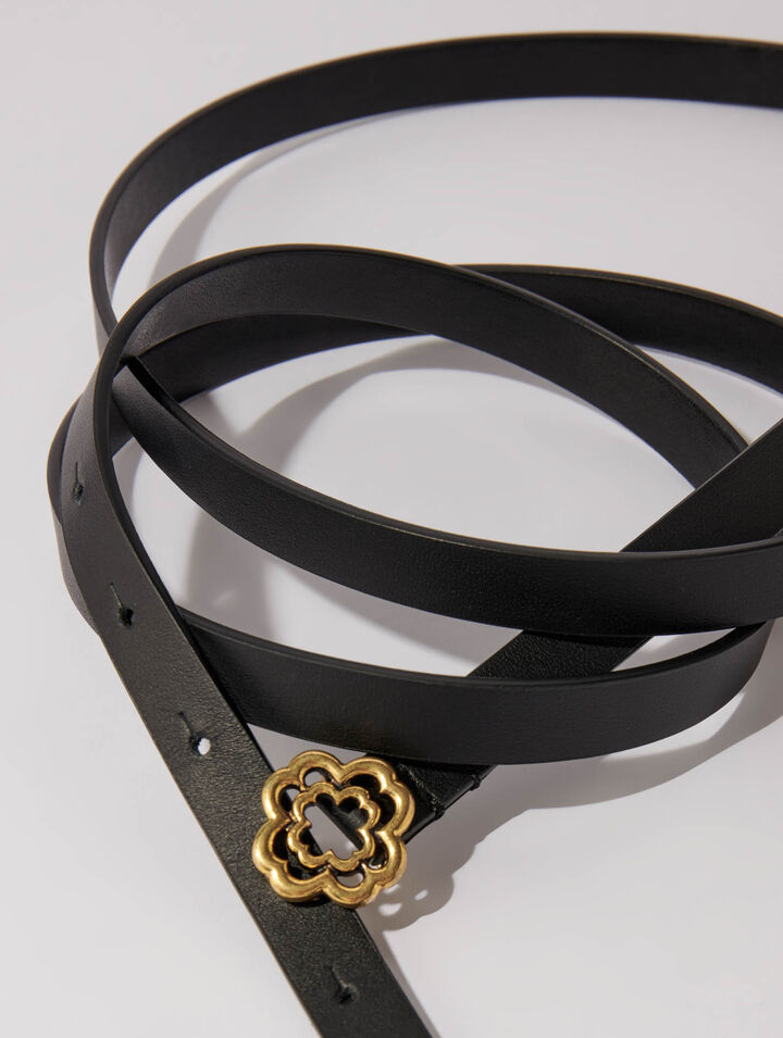 Slim double leather belt