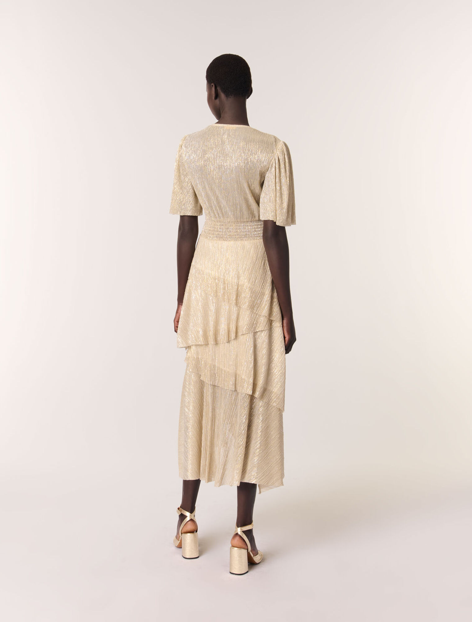 Metallic ruffled dress