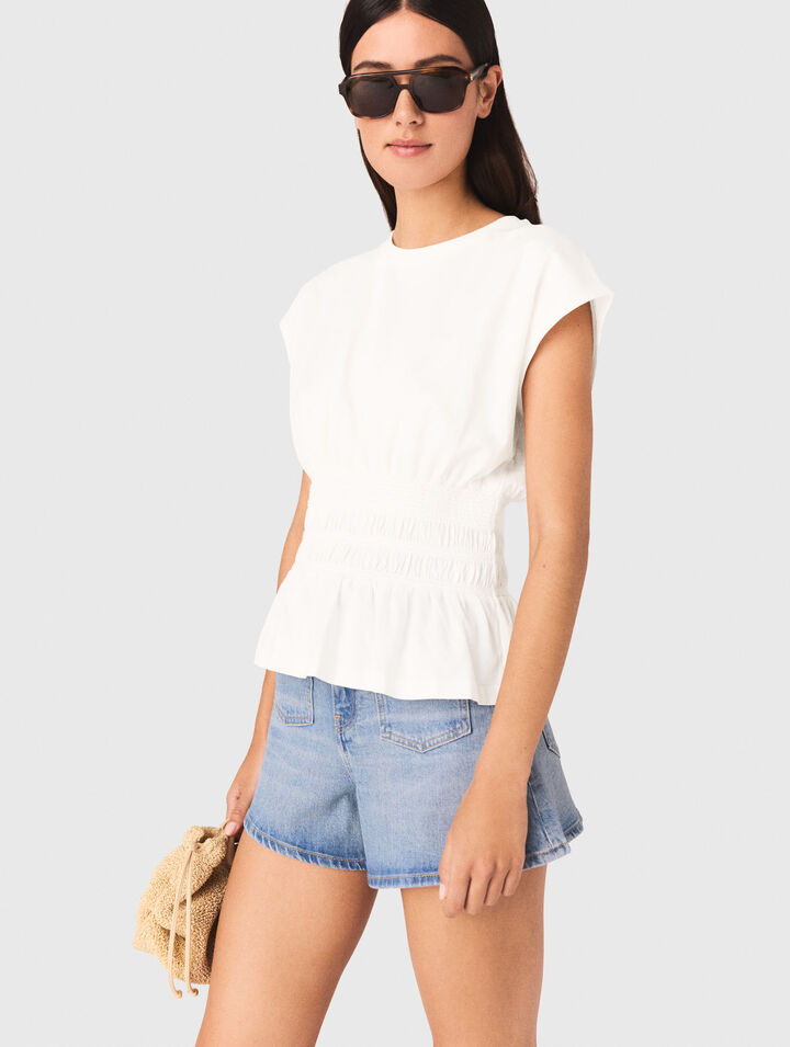 Fitted pleated T-shirt