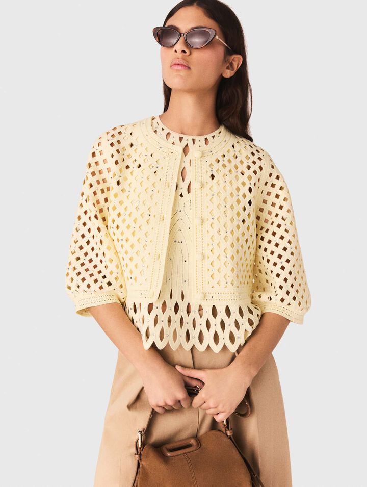 Rhinestone crochet cardigan