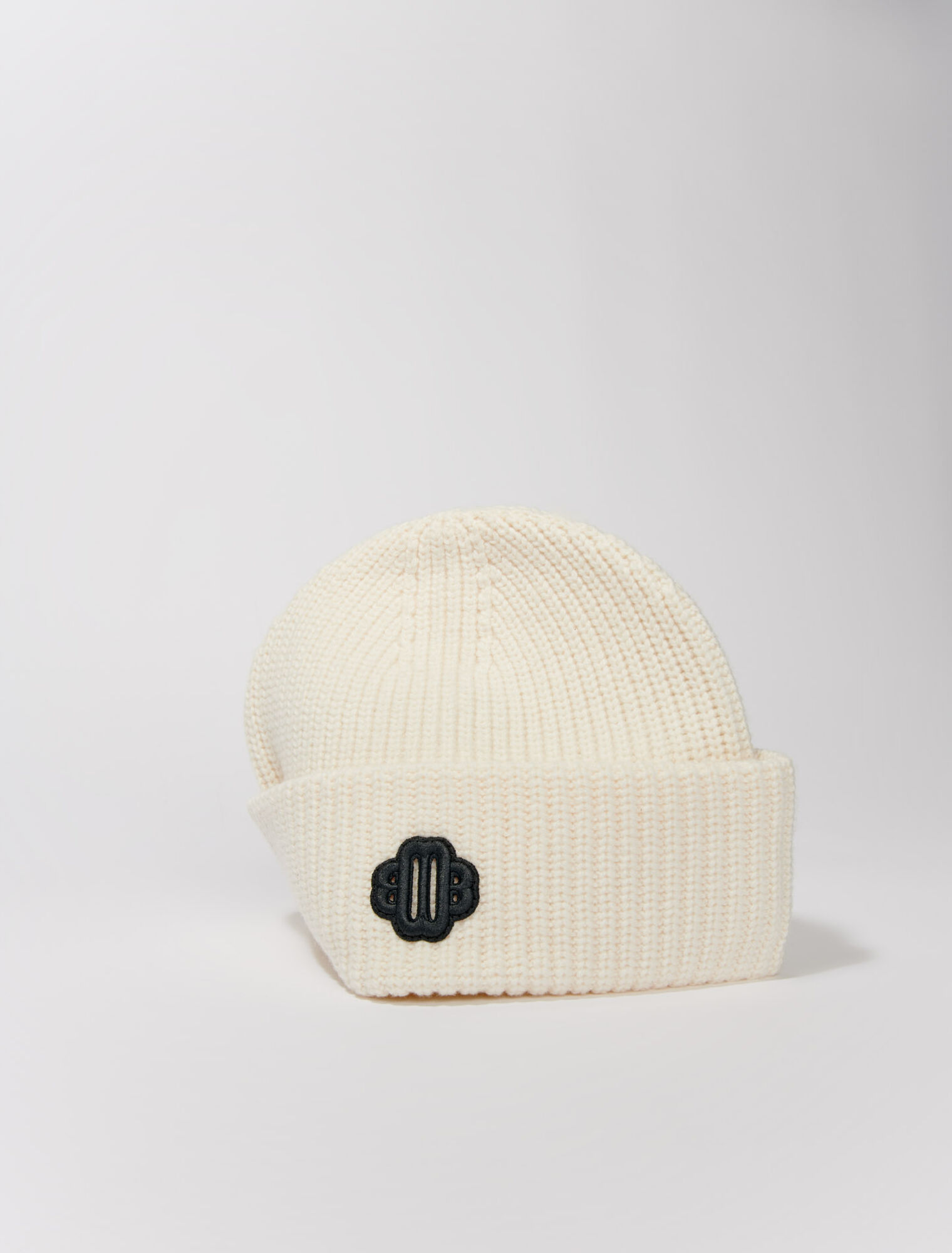 Rib-knit bonnet in wool blend