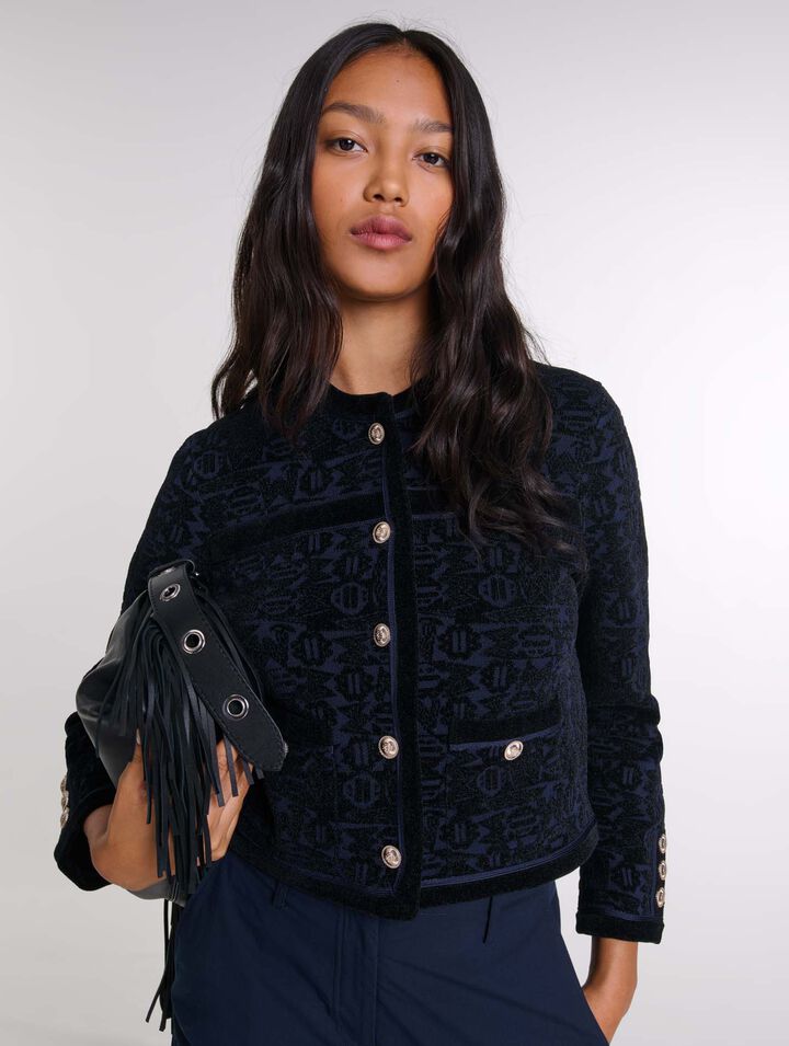 Velvet knit cardigan